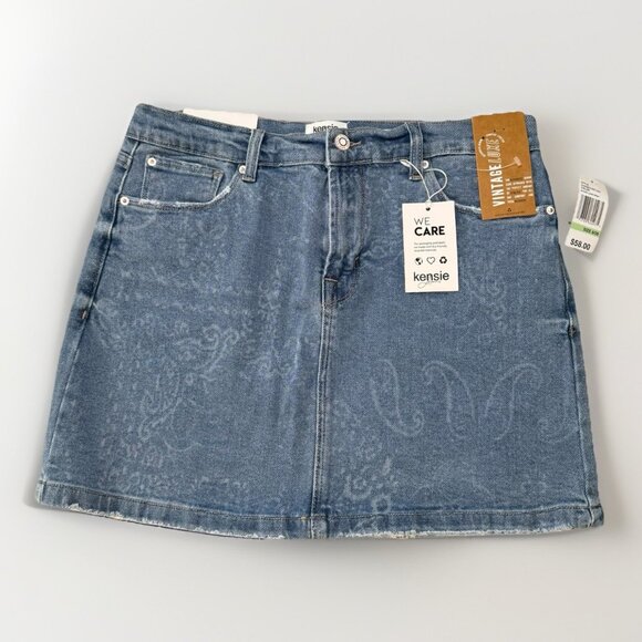 Kensie Dresses & Skirts - Kensie Vintage Luxe The Skirt Byron Laser Print Denim Mini Skirt in Size 8